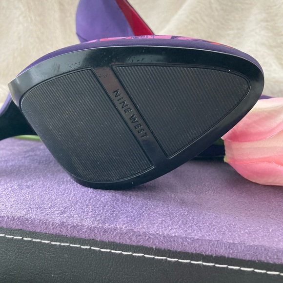 Nine West ‘Rocha’ Satin Purple Floral Heel Sz 10 - Picture 11 of 12